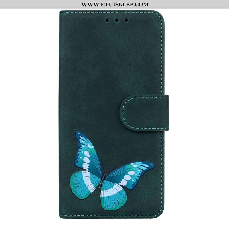 Etui Folio do Google Pixel 6 Pro Motyl Dotykający Skóry